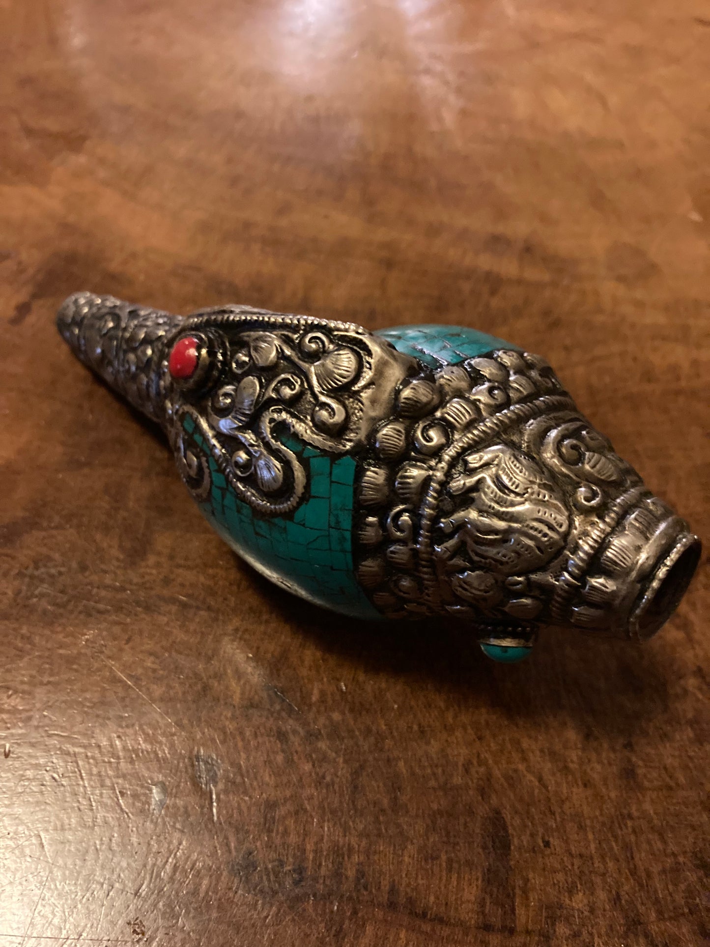 Shankha diep turkooisblauw | Spiraalvormige schelp